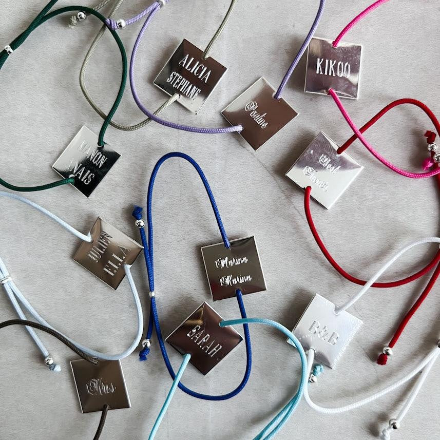 GRAVURE CORDON CARRE ARGENT