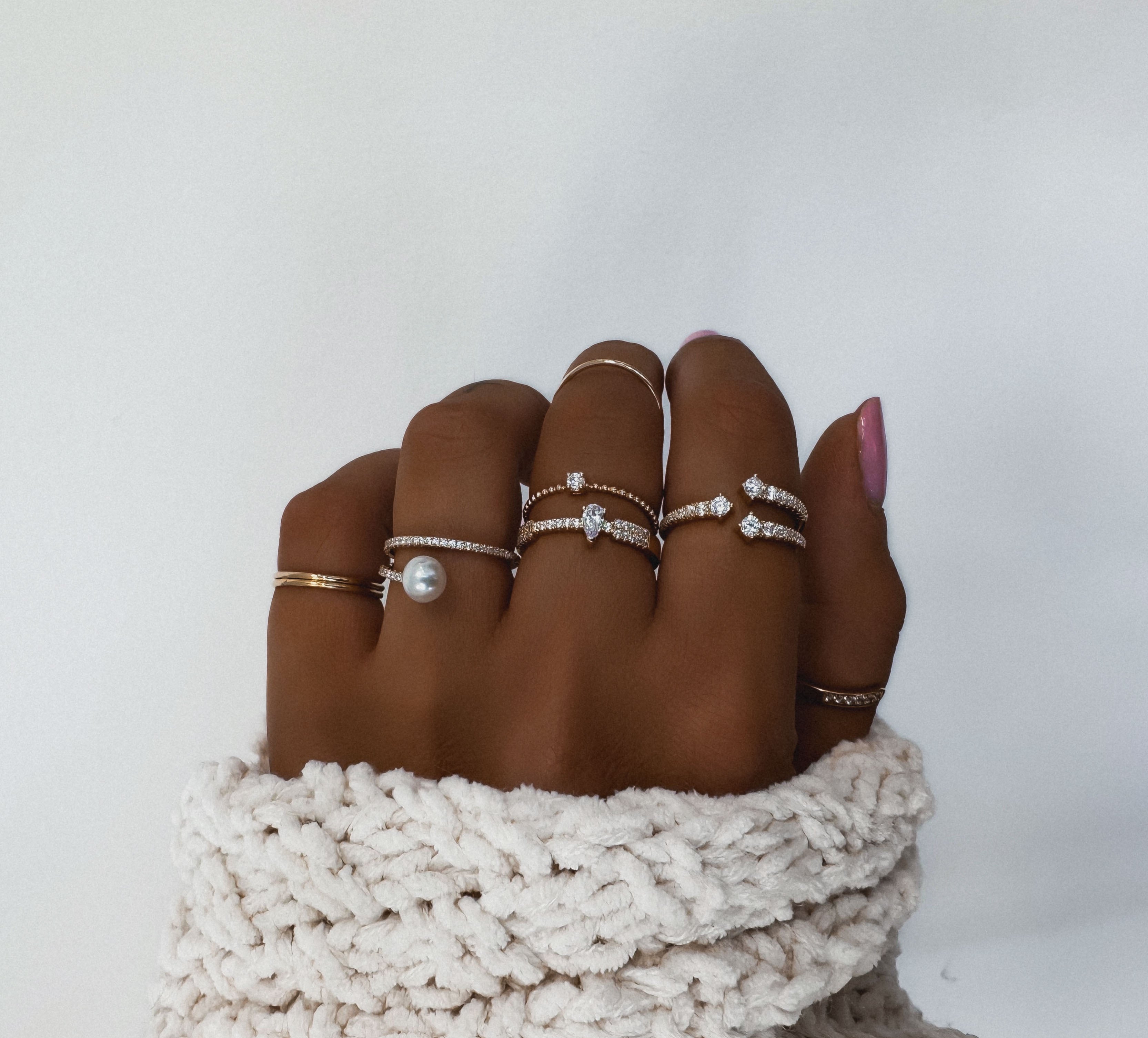 Bague anneau boule mini solitaire