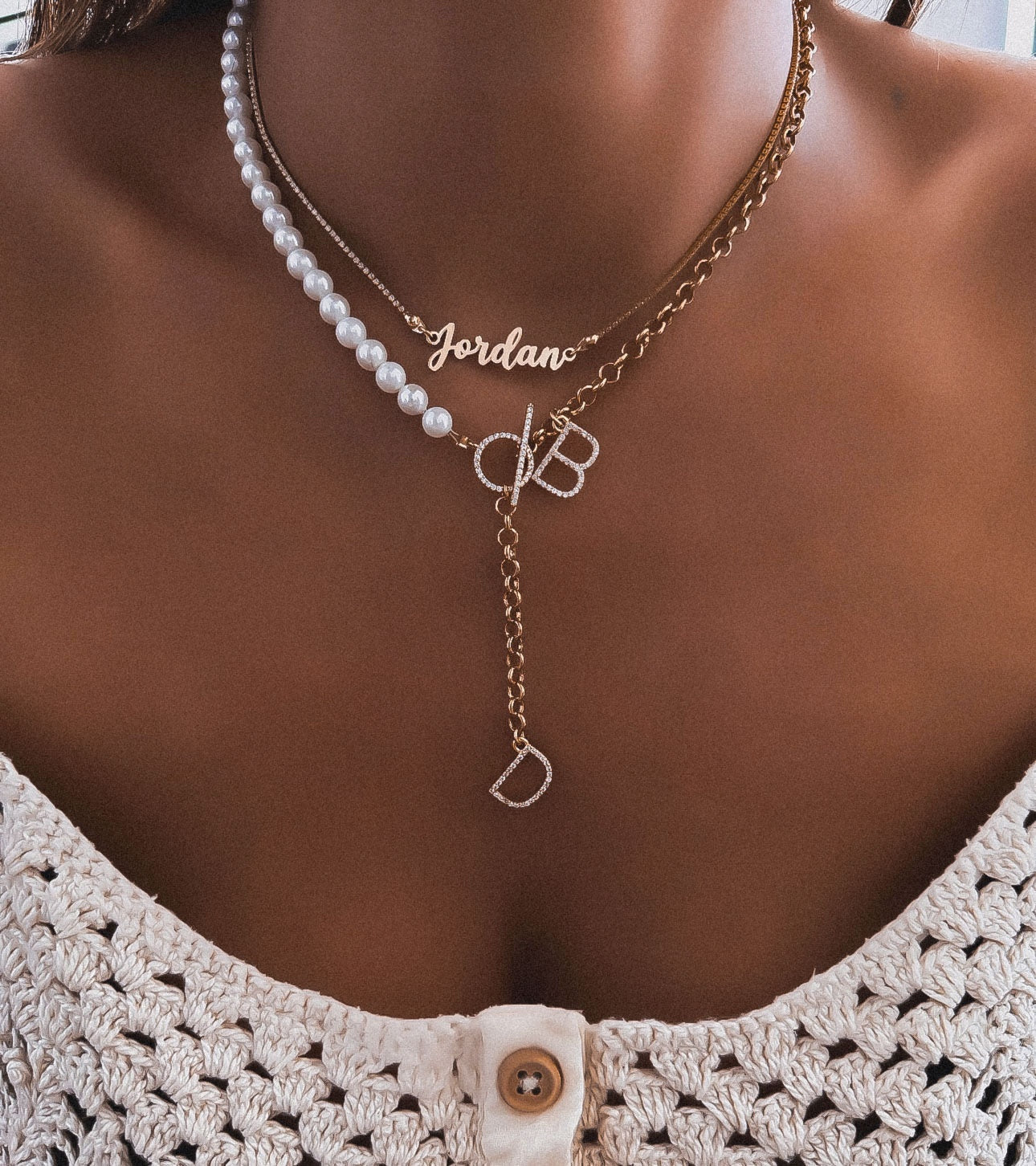 CUSTOMIZABLE GOLD "SYLLA PEARL" NECKLACE