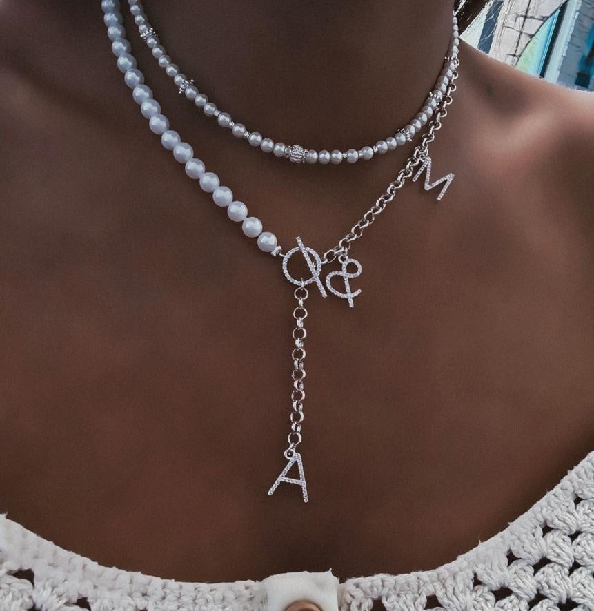 COLLIER "SYLLA PEARL" ARGENT PERSONNALISABLE