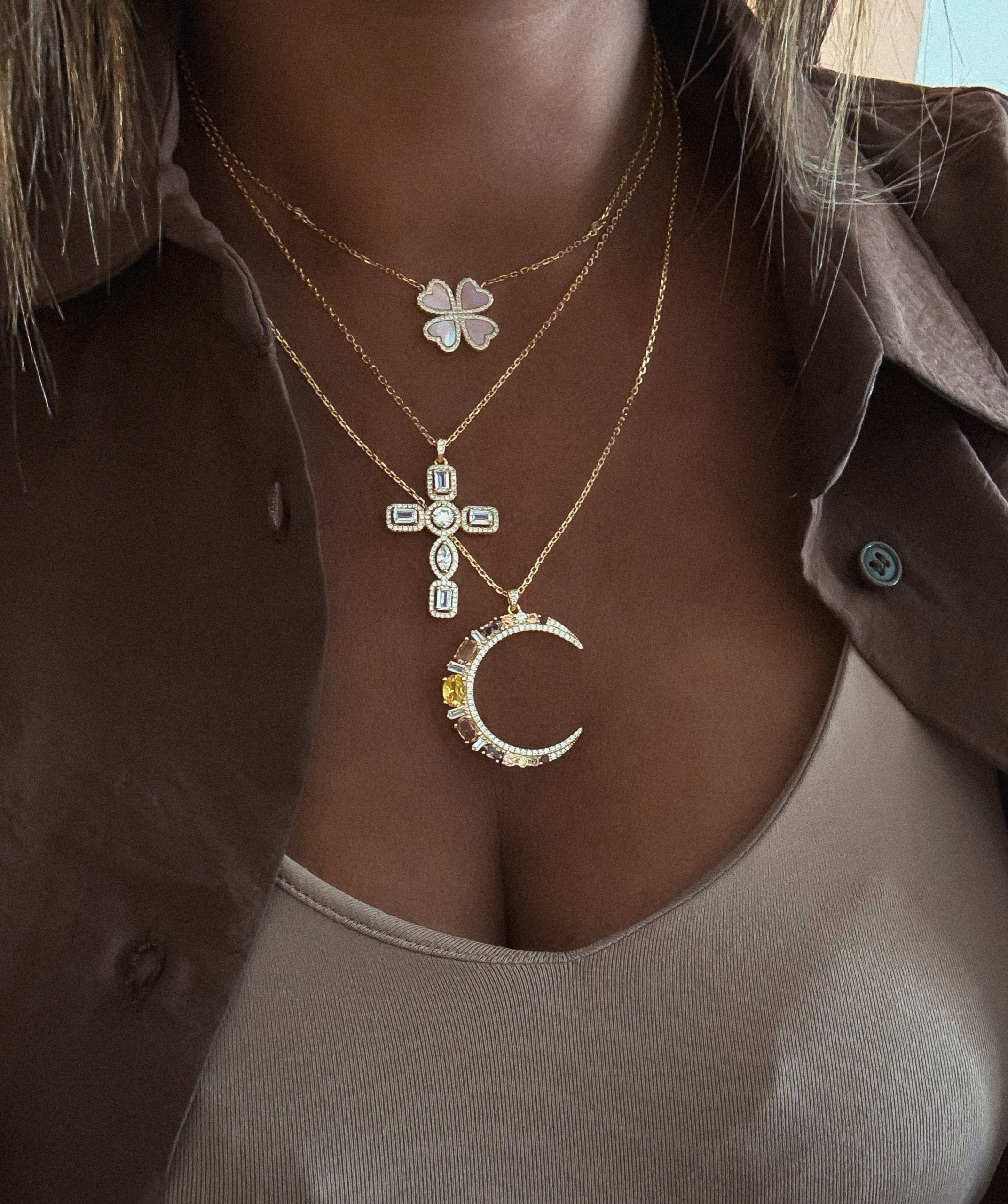 "MOON XL CHOCO" NECKLACE