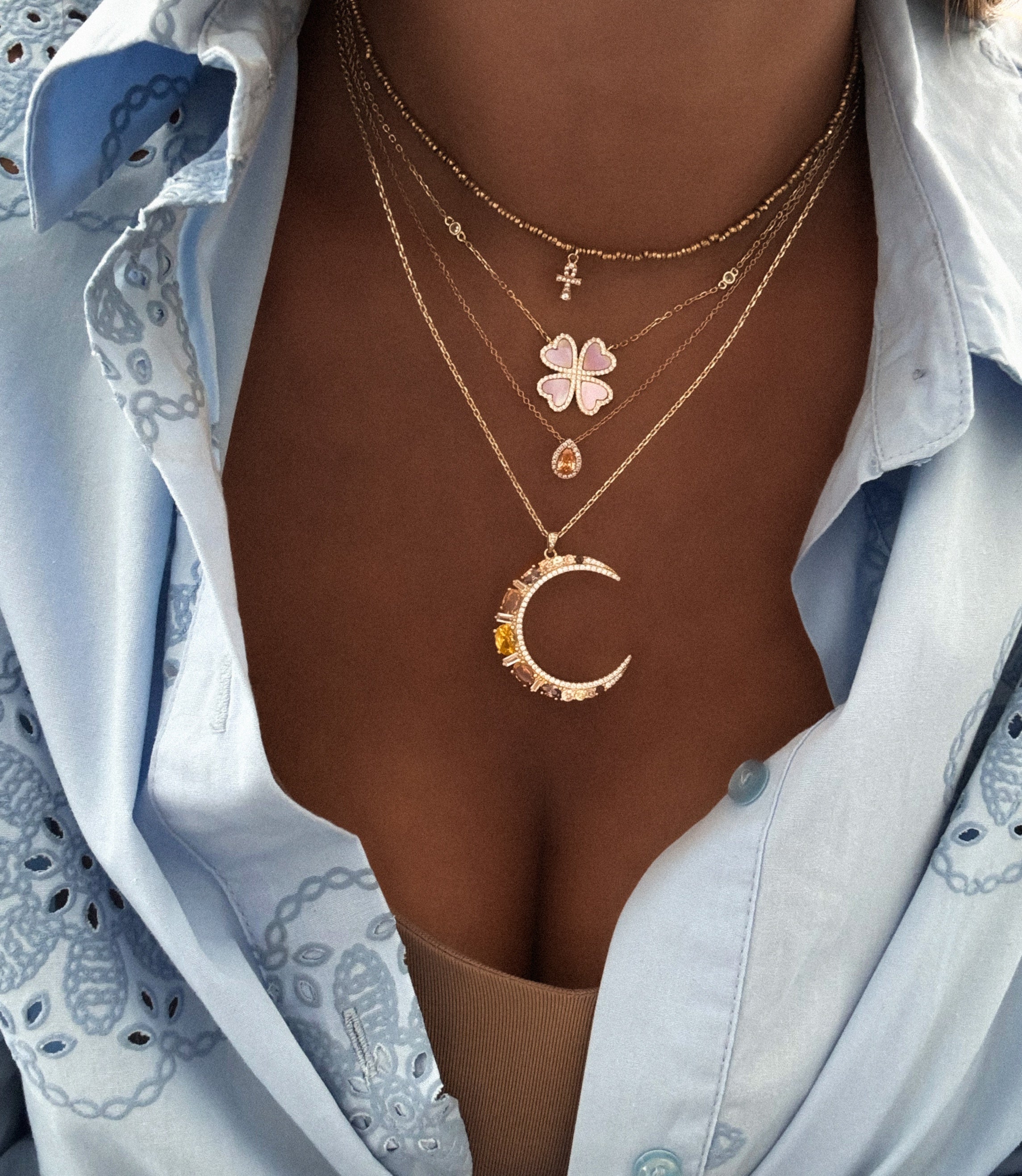 "MOON XL CHOCO" NECKLACE