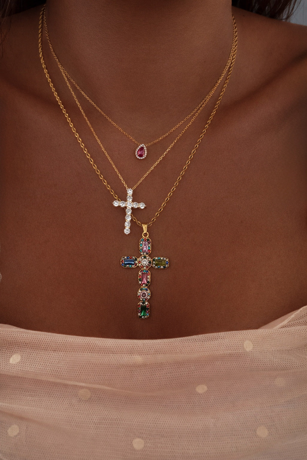 COLLIER "CROIX SANTA COLOR"