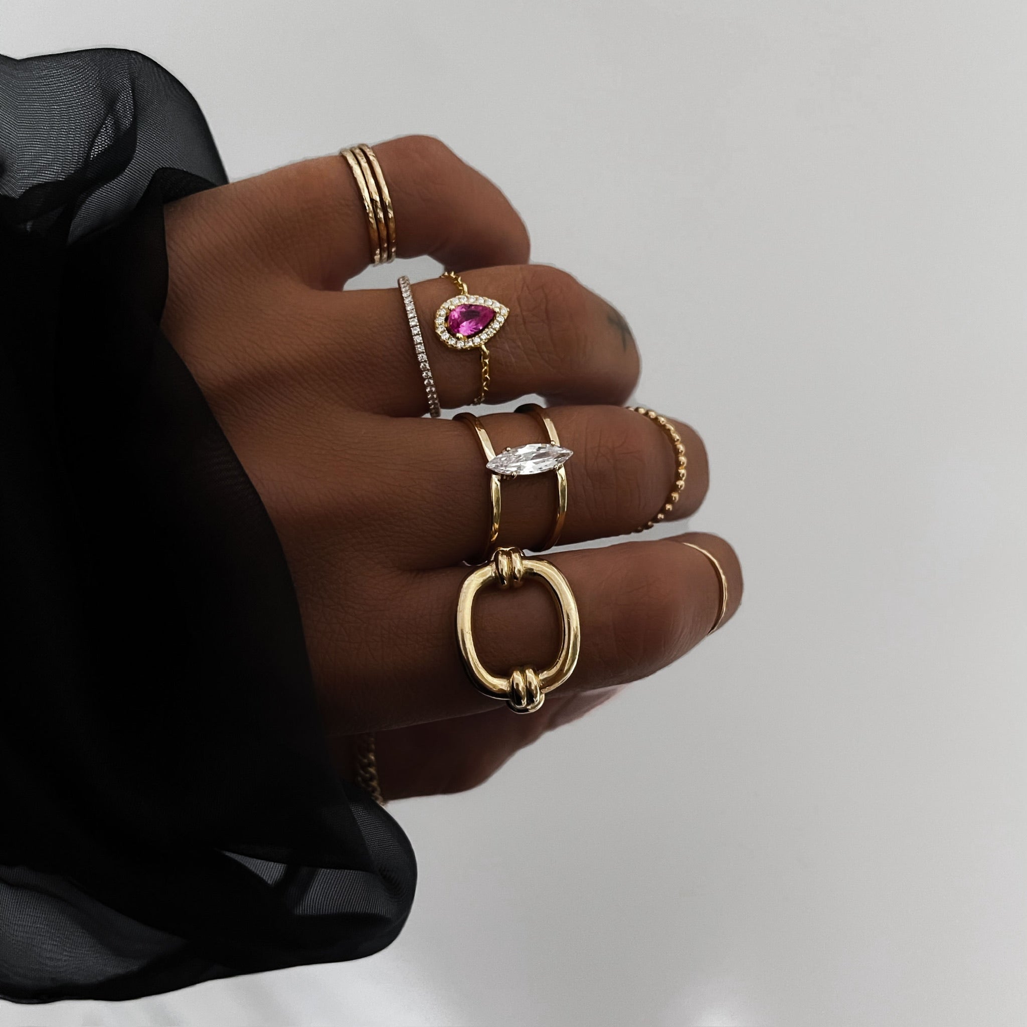 "JAIPUR COLOR ADJUSTABLE" GOLD RING