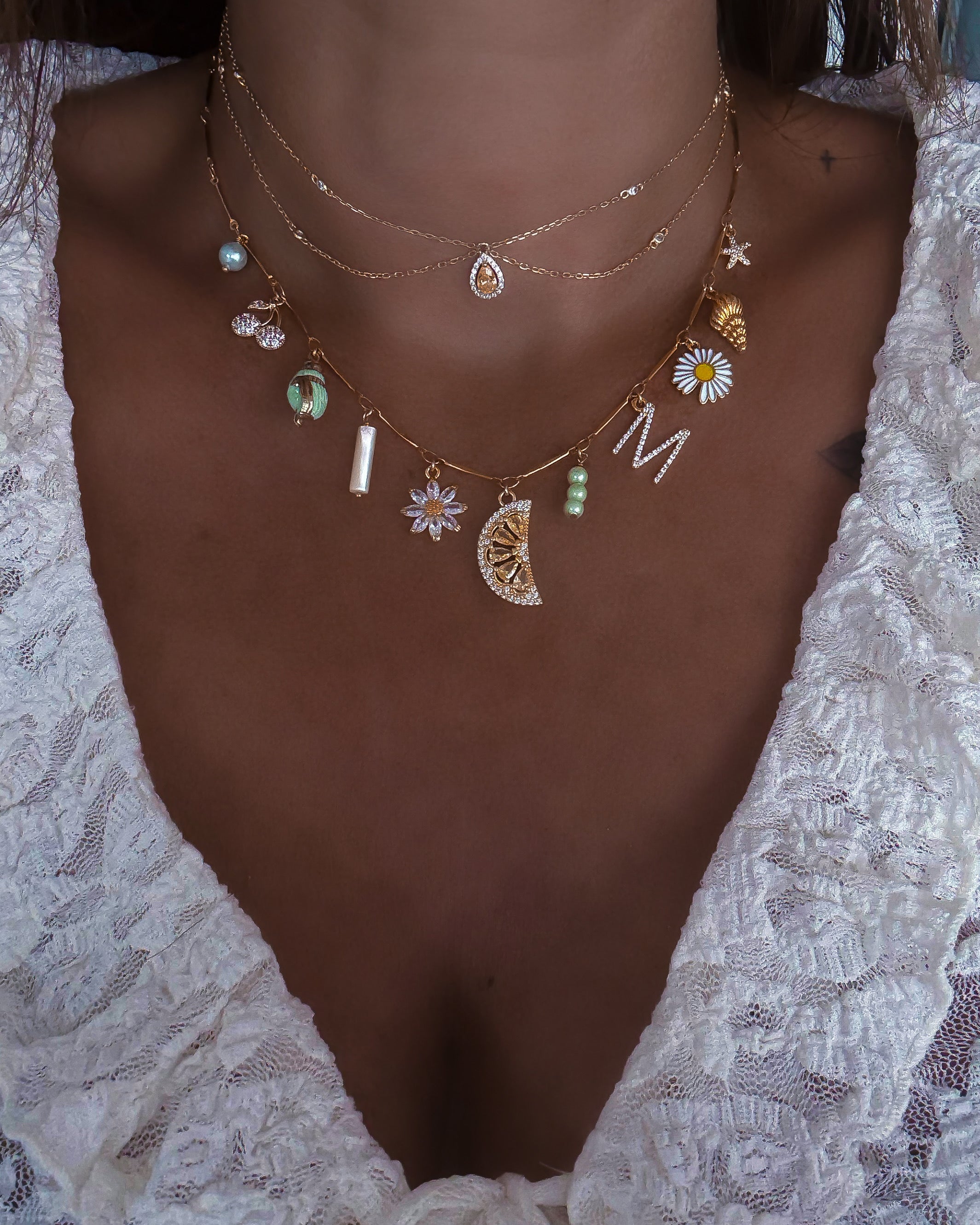 CHOKER "JAIPUR DENTELLE CHAMPAGNE"