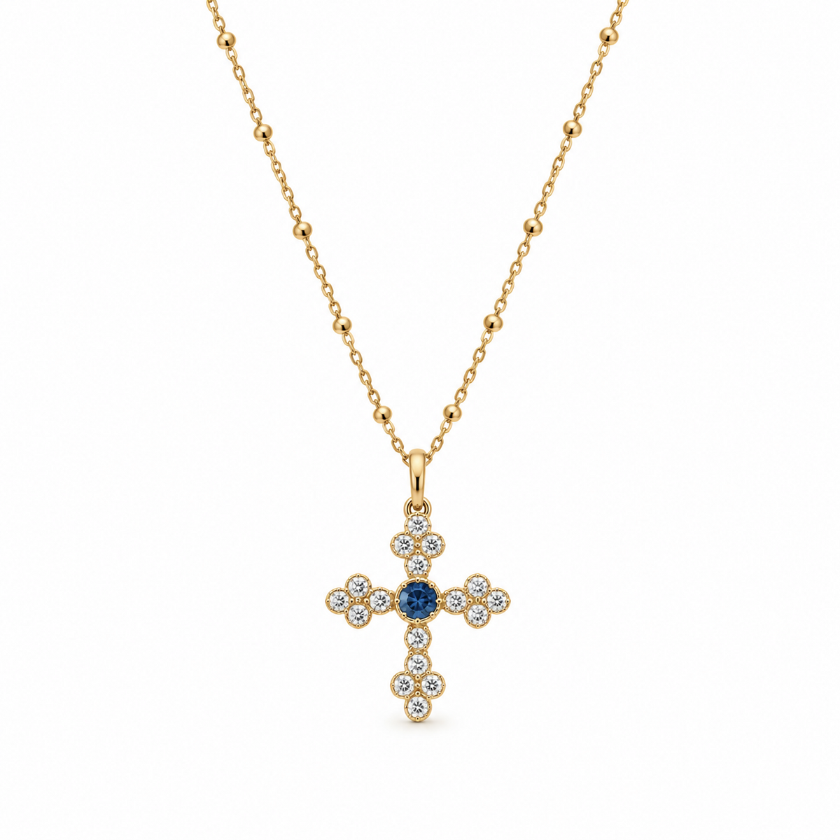 COLLIER "CROIX BUBBLE BLUE"